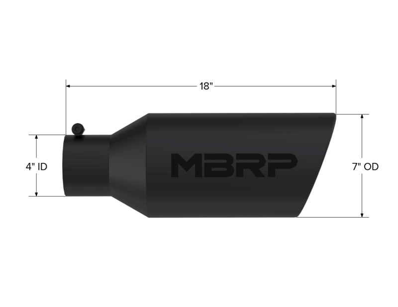 MBRP Universal Exhaust Tip 7in O.D. Rolled End 4in Inlet 18in Length - Black - Tips - MBRP