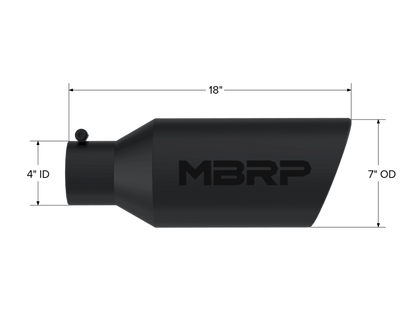 MBRP Universal Exhaust Tip 7in O.D. Rolled End 4in Inlet 18in Length - Black - Tips - MBRP