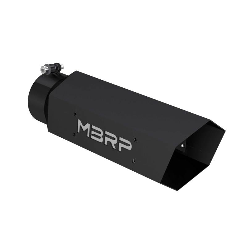 MBRP Universal Hex Tip 4in Inlet 16in Length w/ Logo - Black Coated - Tips - MBRP