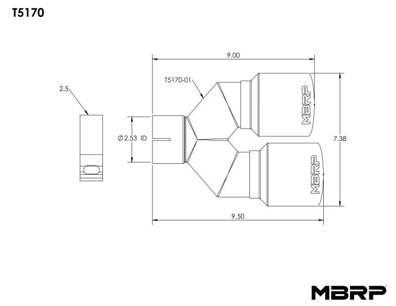 MBRP Universal T304 SS Dual Tip 3.5in OD/2.5in Inlet - Tips - MBRP
