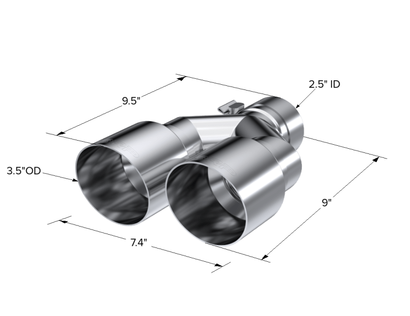 MBRP Universal T304 SS Dual Tip 3.5in OD/2.5in Inlet - Tips - MBRP