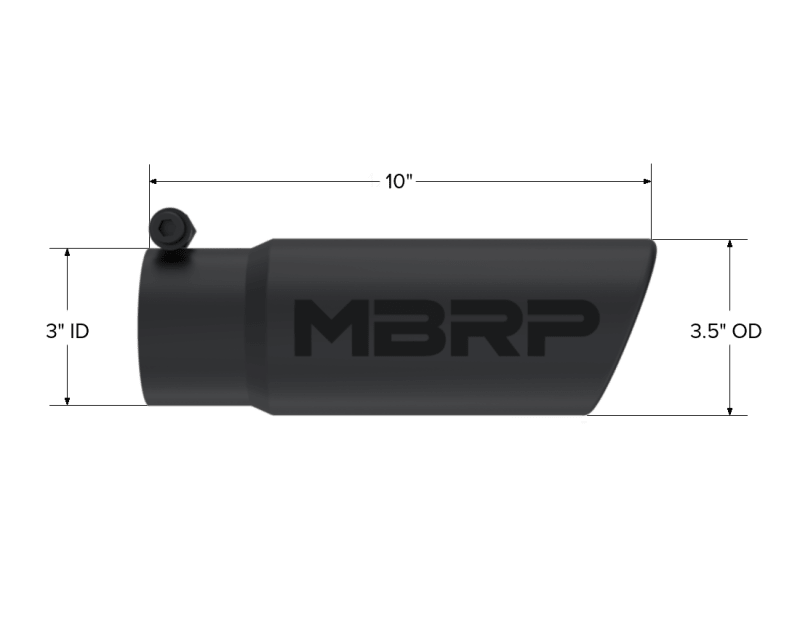 MBRP Universal Tip 3 - 1/2in O.D. Angled Rolled End - 3in ID Inlet 10in Length - Black - Tips - MBRP