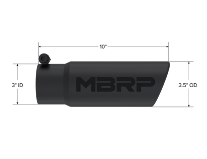 MBRP Universal Tip 3 - 1/2in O.D. Angled Rolled End - 3in ID Inlet 10in Length - Black - Tips - MBRP
