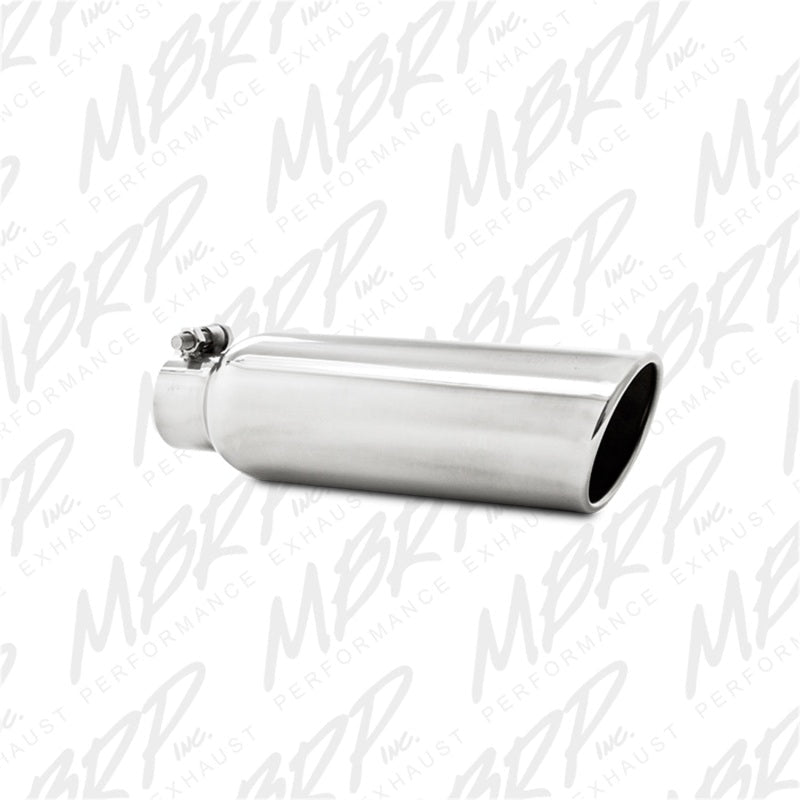 MBRP Universal Tip 3.5in OD 2.25in Inlet 12in L Angled Cut Rolled End Clampless No - Weld T304 - Steel Tubing - MBRP