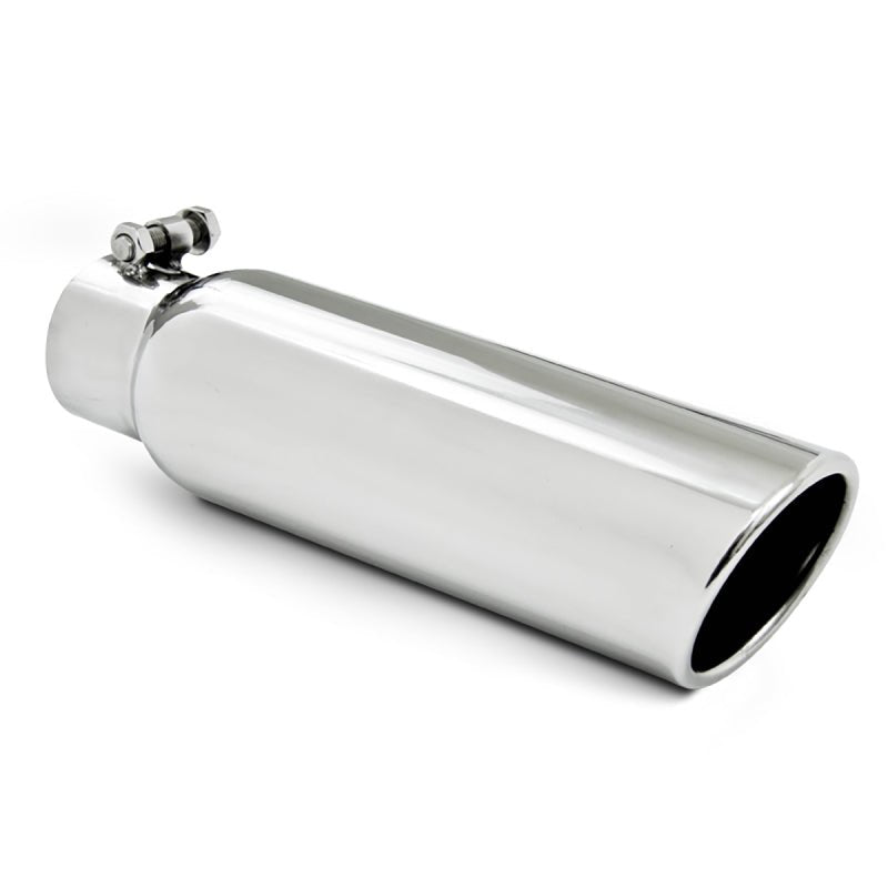 MBRP Universal Tip 3.5in OD 2.5in Inlet 12in L Angled Cut Rolled End Clampless No - Weld T304 - Steel Tubing - MBRP