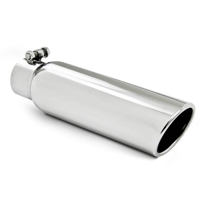 MBRP Universal Tip 3.5in OD 2.5in Inlet 12in L Angled Cut Rolled End Clampless No - Weld T304 - Steel Tubing - MBRP
