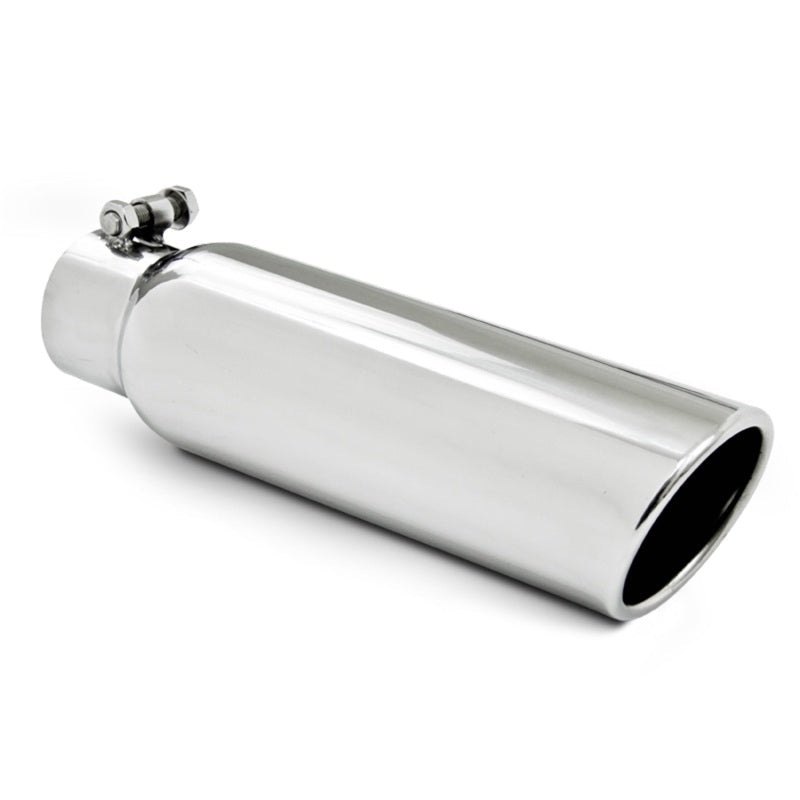 MBRP Universal Tip 3.5in OD 2.5in Inlet 12in L Angled Cut Rolled End Clampless No - Weld T304 - Steel Tubing - MBRP