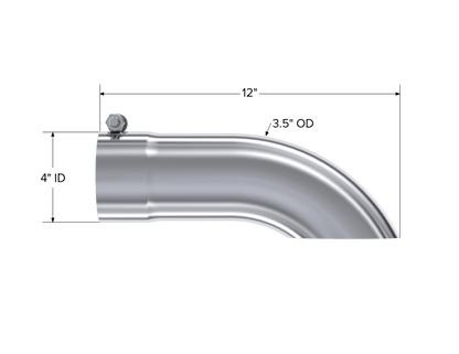 MBRP Universal Tip 3.5in O.D. Turn Down 3.5in inlet 12 length - Steel Tubing - MBRP