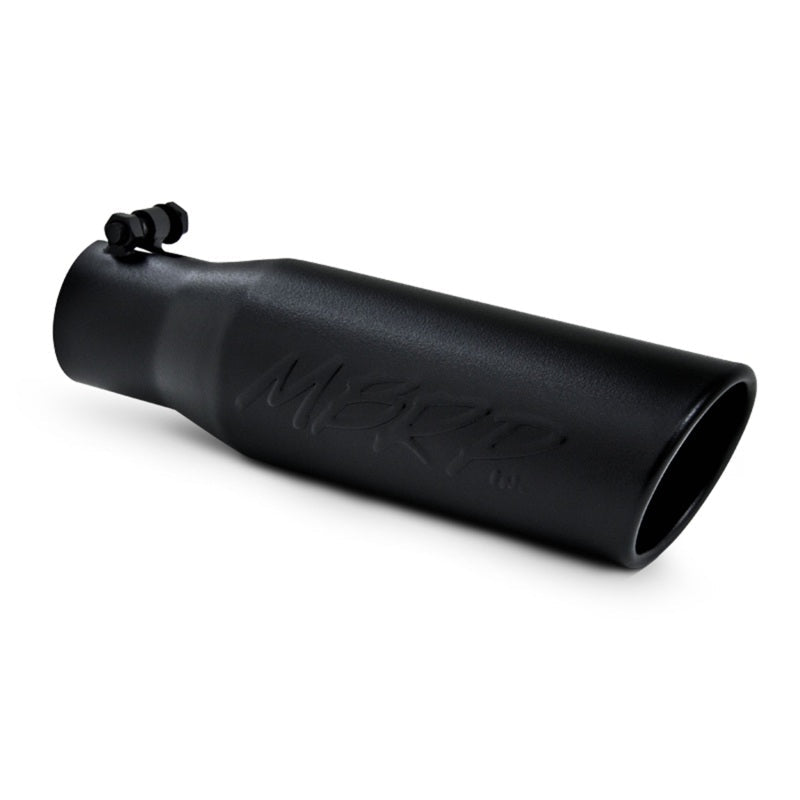 MBRP Universal Tip 3in O.D. Angled Rolled End 2 inlet 12 length - Black Finish - Tips - MBRP