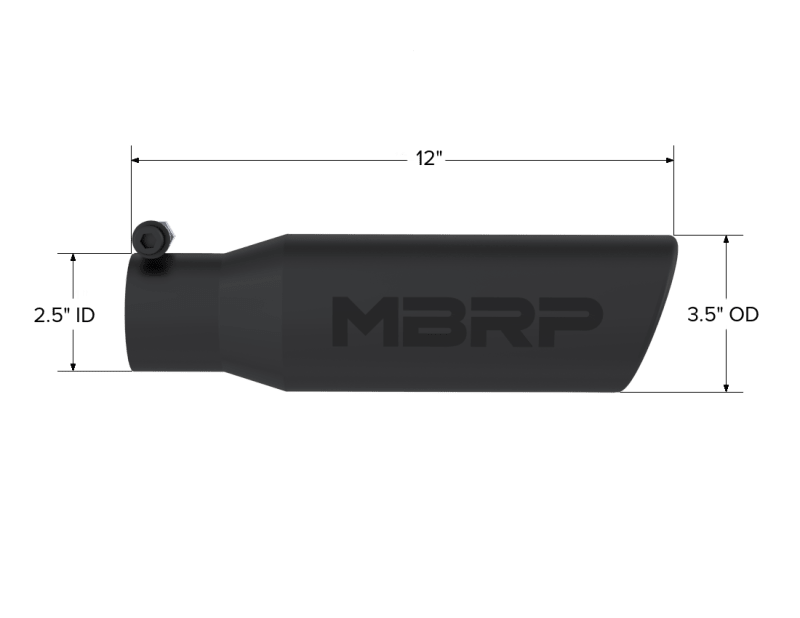 MBRP Universal Tip 3in O.D. Angled Rolled End 2 inlet 12 length - Black Finish - Tips - MBRP