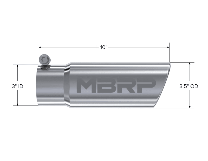 MBRP Universal Tip 3in O.D. Angled Rolled End 3 inlet 10 length - Steel Tubing - MBRP