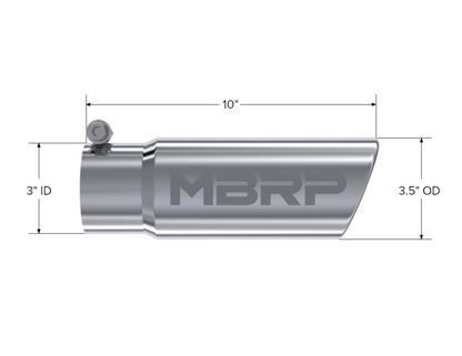 MBRP Universal Tip 3in O.D. Angled Rolled End 3 inlet 10 length - Steel Tubing - MBRP