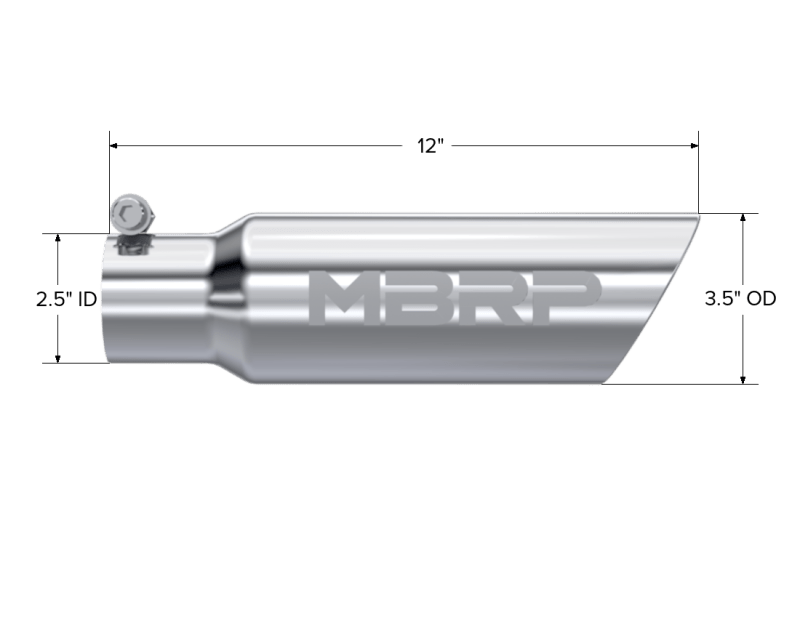 MBRP Universal Tip 3in O.D. Dual Wall Angled 2 inlet 12 length - Steel Tubing - MBRP