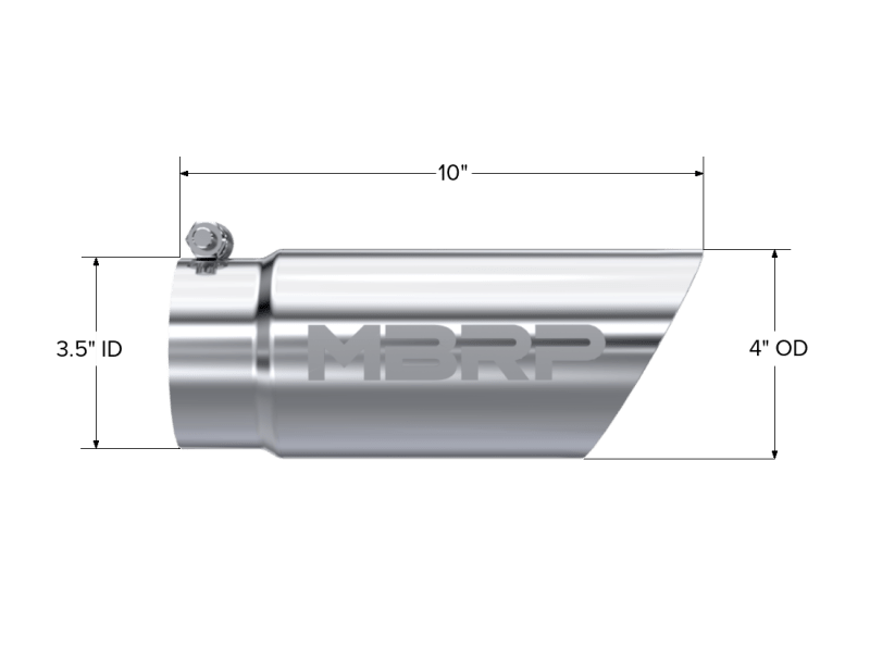 MBRP Universal Tip 3in O.D. Dual Wall Angled 4 inlet 10 length - Steel Tubing - MBRP
