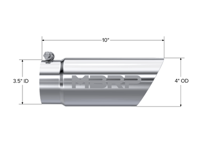 MBRP Universal Tip 3in O.D. Dual Wall Angled 4 inlet 10 length - Steel Tubing - MBRP