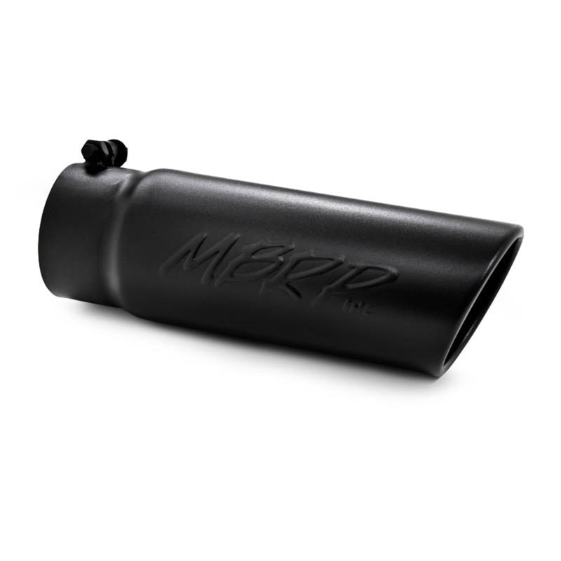 MBRP Universal Tip 4 O.D. Angled Rolled End 3.5 inlet 10 length - Black Finish - Tips - MBRP