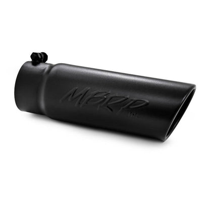 MBRP Universal Tip 4 O.D. Angled Rolled End 3.5 inlet 10 length - Black Finish - Tips - MBRP