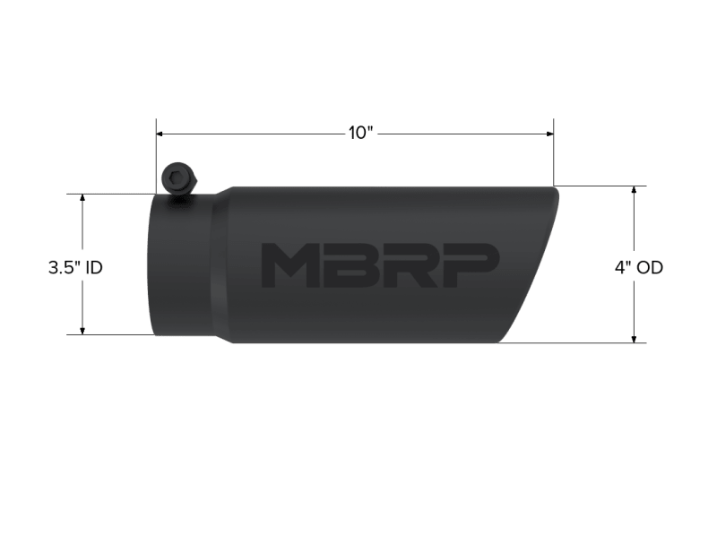 MBRP Universal Tip 4 O.D. Angled Rolled End 3.5 inlet 10 length - Black Finish - Tips - MBRP
