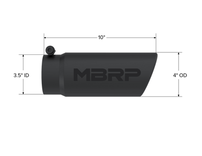 MBRP Universal Tip 4 O.D. Angled Rolled End 3.5 inlet 10 length - Black Finish - Tips - MBRP