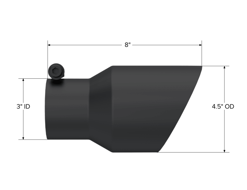 MBRP Universal Tip 4.5in OD 3in Inlet 8in Length Dual Walled Angled Exhaust Tip - Black - Tips - MBRP