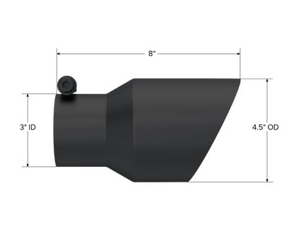 MBRP Universal Tip 4.5in OD 3in Inlet 8in Length Dual Walled Angled Exhaust Tip - Black - Tips - MBRP