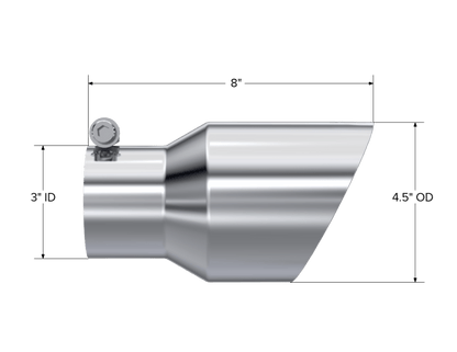 MBRP Universal Tip 4.5in O.D. Dual Wall Angled 3in inlet 8in length T304 - Tips - MBRP