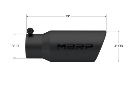 MBRP Universal Tip 4in OD 3in Inlet 10in Length Angled Rolled End Black - Tips - MBRP