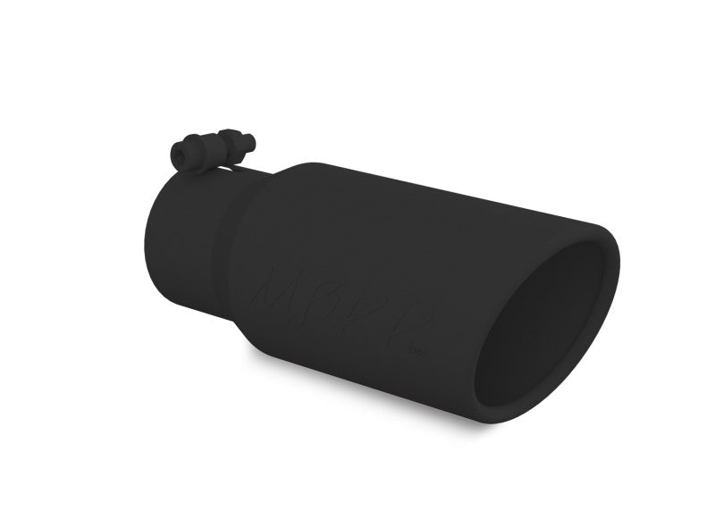 MBRP Universal Tip 4in OD 3in Inlet 10in Length Angled Rolled End Black - Tips - MBRP