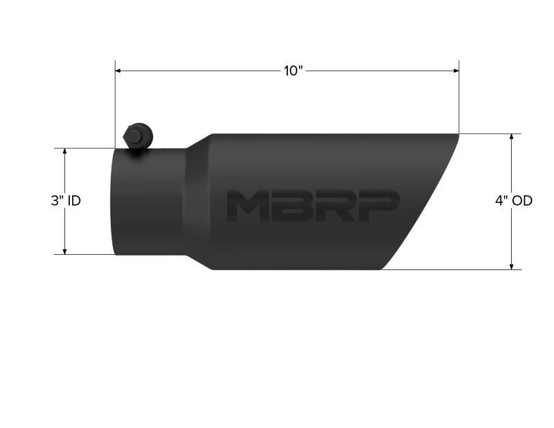 MBRP Universal Tip 4in OD 3in Inlet 10in Length Dual Wall Angled End Black - Tips - MBRP