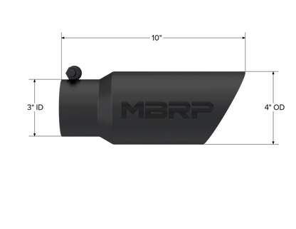 MBRP Universal Tip 4in OD 3in Inlet 10in Length Dual Wall Angled End Black - Tips - MBRP