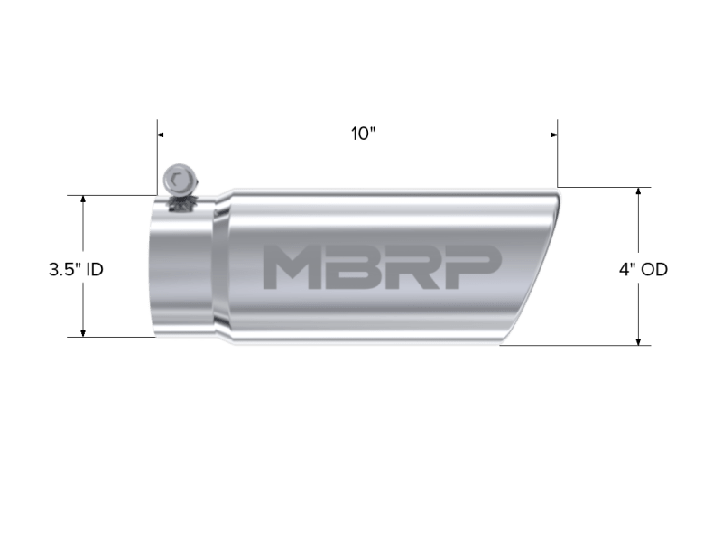 MBRP Universal Tip 4in O.D. Angled Rolled End 3 inlet 10 length - Steel Tubing - MBRP