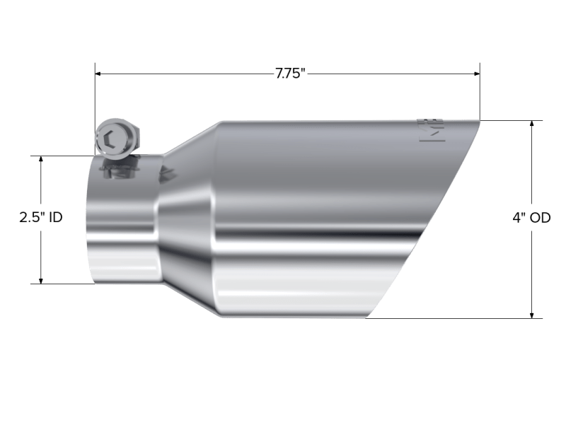 MBRP Universal Tip 4in O.D. Dual Wall Angled 2.5in inlet 8in length T304 - Steel Tubing - MBRP