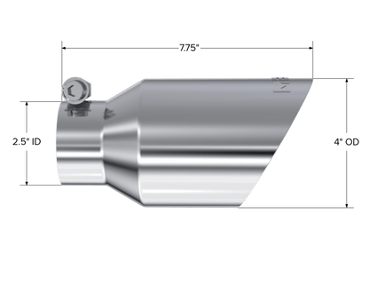 MBRP Universal Tip 4in O.D. Dual Wall Angled 2.5in inlet 8in length T304 - Steel Tubing - MBRP