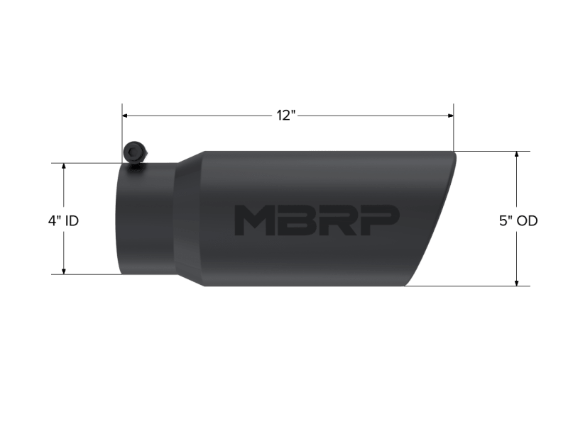 MBRP Universal Tip 5 O.D. Angled Rolled End 4 inlet 12 length - Black Finish - Tips - MBRP