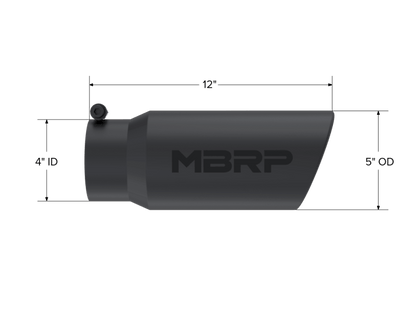 MBRP Universal Tip 5 O.D. Angled Rolled End 4 inlet 12 length - Black Finish - Tips - MBRP