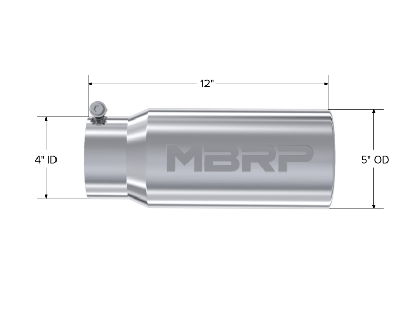 MBRP Universal Tip 5 O.D. Rolled Straight 4 inlet 12 length - Steel Tubing - MBRP