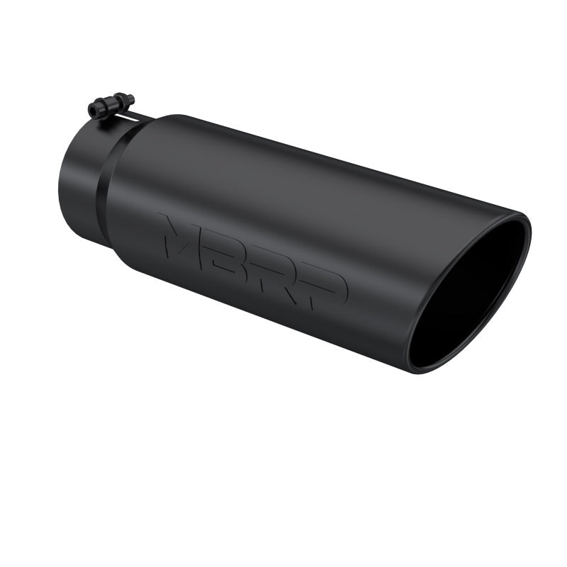 MBRP Universal Tip 6in OD Angled Rolled End 5in Inlet 18in Length Black Finish Exhaust - Tips - MBRP