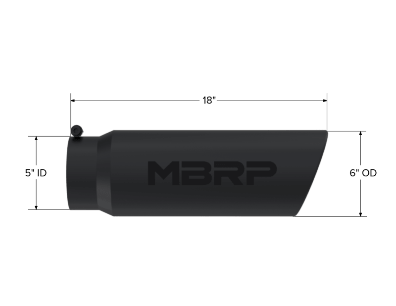 MBRP Universal Tip 6in OD Angled Rolled End 5in Inlet 18in Length Black Finish Exhaust - Tips - MBRP