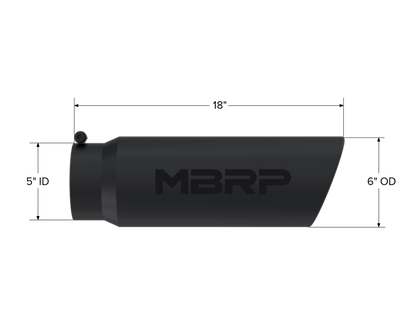 MBRP Universal Tip 6in OD Angled Rolled End 5in Inlet 18in Length Black Finish Exhaust - Tips - MBRP