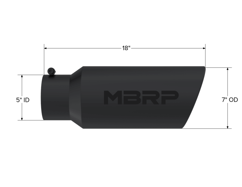 MBRP Universal Tip 7in O.D. Rolled End 5in inlet 18in length Black - Tips - MBRP