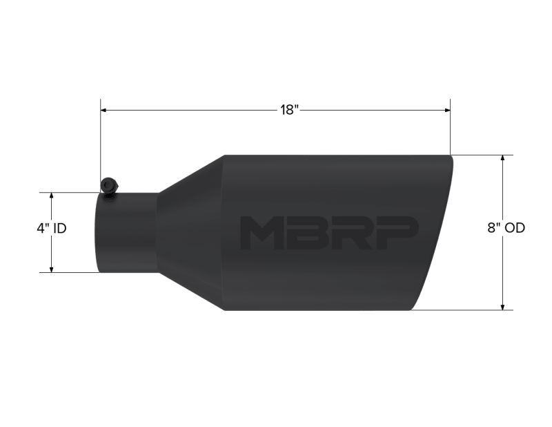 MBRP Universal Tip 8in O.D. Rolled End 4in inlet 18in length Black - Tips - MBRP