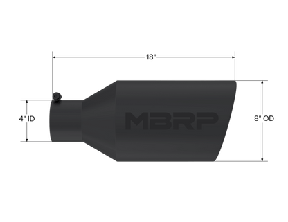 MBRP Universal Tip 8in O.D. Rolled End 4in inlet 18in length Black - Tips - MBRP