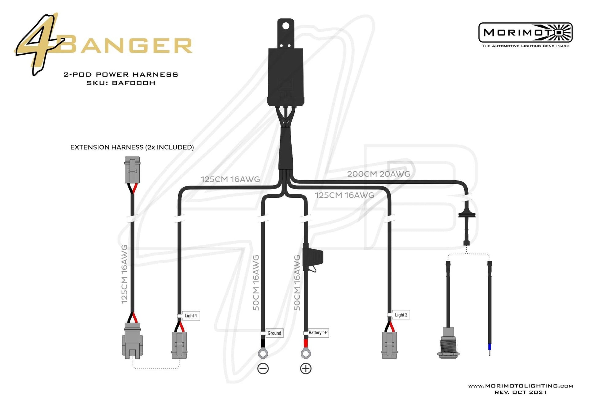 Morimoto Switched Power Harness: 2x Outputs - Switch and Wiring - Morimoto
