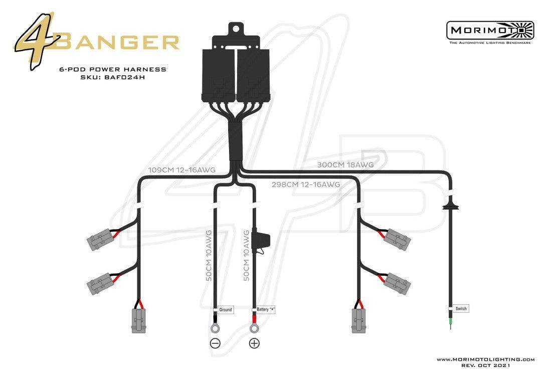 Morimoto Switched Power Harness: 6x Outputs - Switch and Wiring - Morimoto