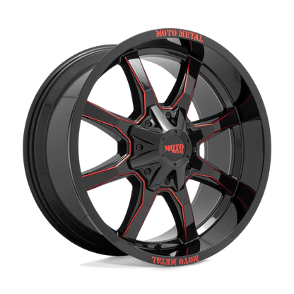 Moto Metal MO970 G - blk Milled Red Moto Metal Lp 20x10 - 18 8x165.1mm 125.1mm - Wheels - Moto Metal