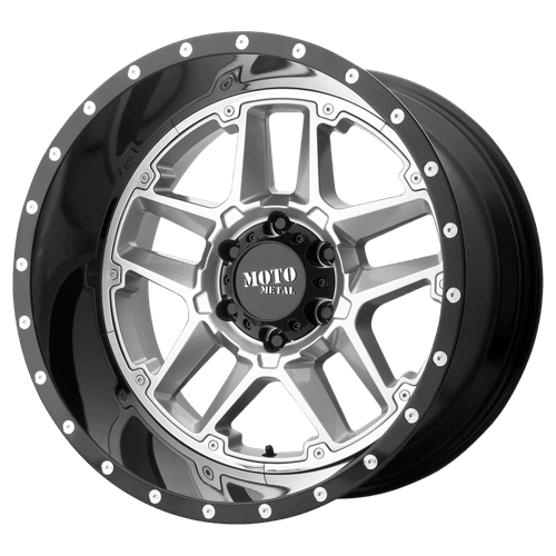 Moto Metal MO987 SENTRY Gloss Silver W/ Gloss Black Lp 20x12 - 44 5x139.7mm 78.1mm - Wheels - Moto Metal