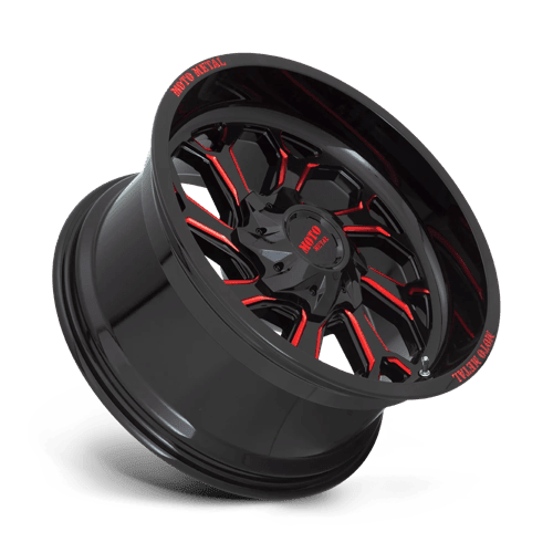 Moto Metal MO999 Gloss Black Milled W/ Red Tint 20x10 - 18 6x135|6x139.7mm 106.1mm - Wheels - Moto Metal