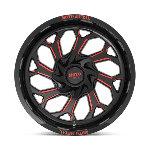 Moto Metal MO999 Gloss Black Milled W/ Red Tint 20x10 - 18 6x135|6x139.7mm 106.1mm - Wheels - Moto Metal