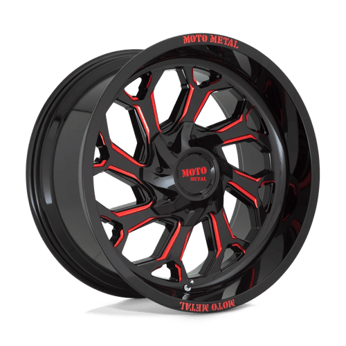 Moto Metal MO999 Gloss Black Milled W/ Red Tint 20x10 - 18 6x135|6x139.7mm 106.1mm - Wheels - Moto Metal
