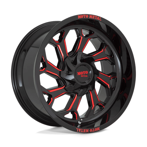 Moto Metal MO999 Gloss Black Milled W/ Red Tint 20x10 - 18 8x165.1mm 125.1mm - Wheels - Moto Metal